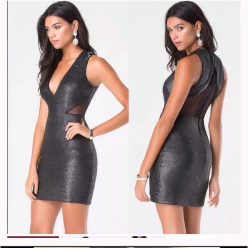 Bebe black sequined dress size M